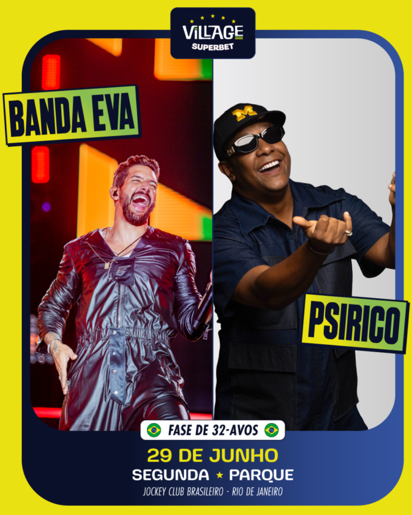 BANDA EVA PSIRICO VILLAGE CUPOM DE DESCONTO CÓDIGO DE DESCONTO RJSHOWS 29 DE JUNHO