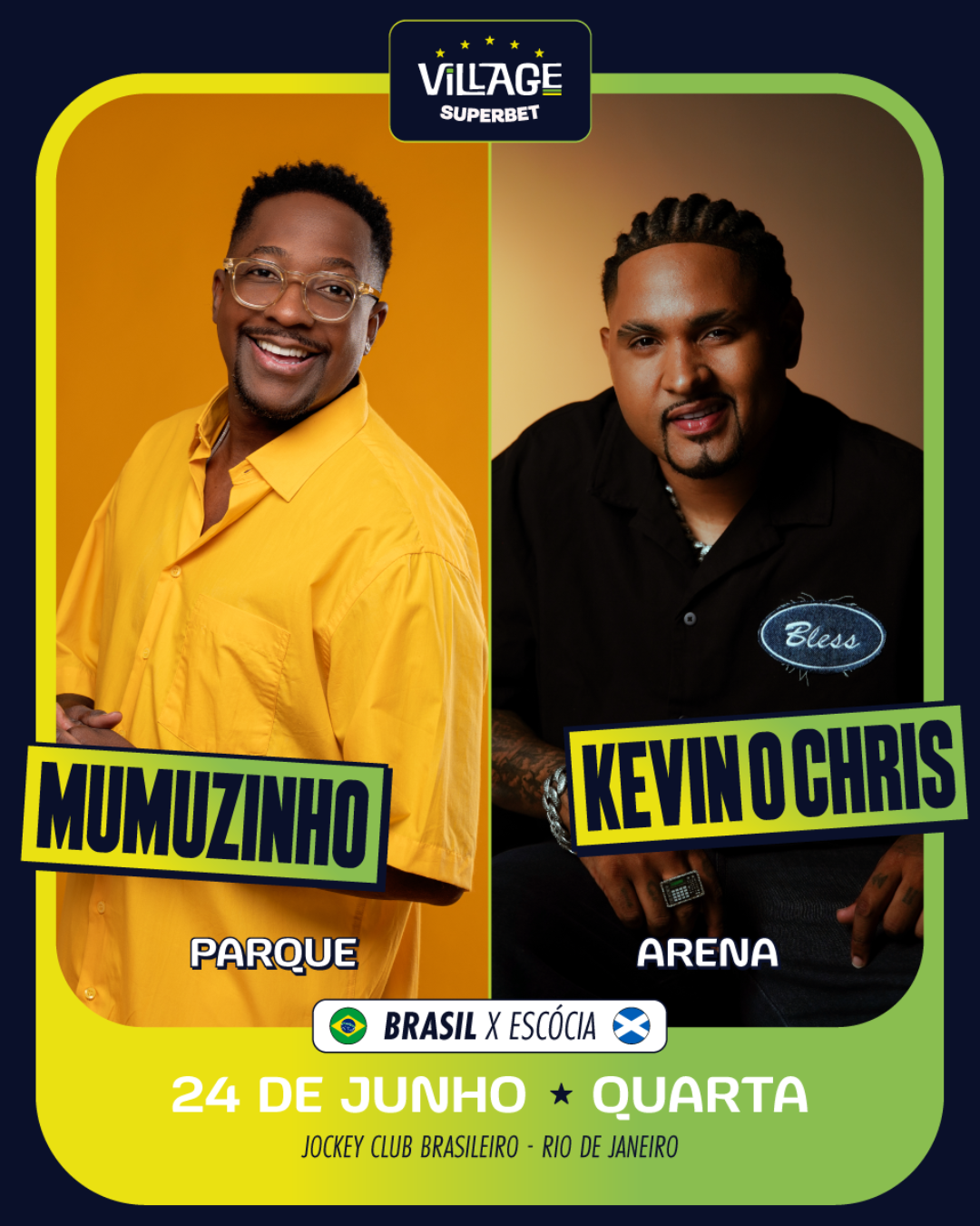 SHOW MUMUZINHO KEVIN O CHRIS VILLAGE CUPOM DE DESCONTO CÓDIGO DE DESCONTO RJSHOWS JOGO DO BRASIL BRASIL X ESCÓCIA